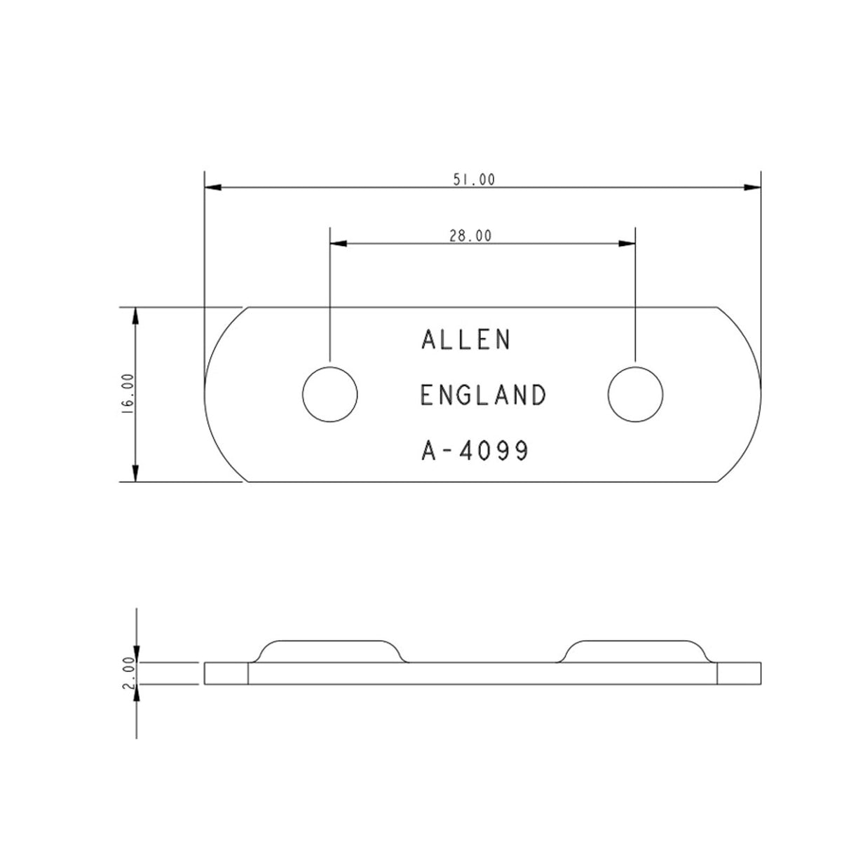 Allen Brothers 51MM Stainless Steel Toe Strap Plate