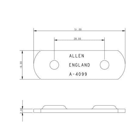 Allen Brothers 51MM Stainless Steel Toe Strap Plate