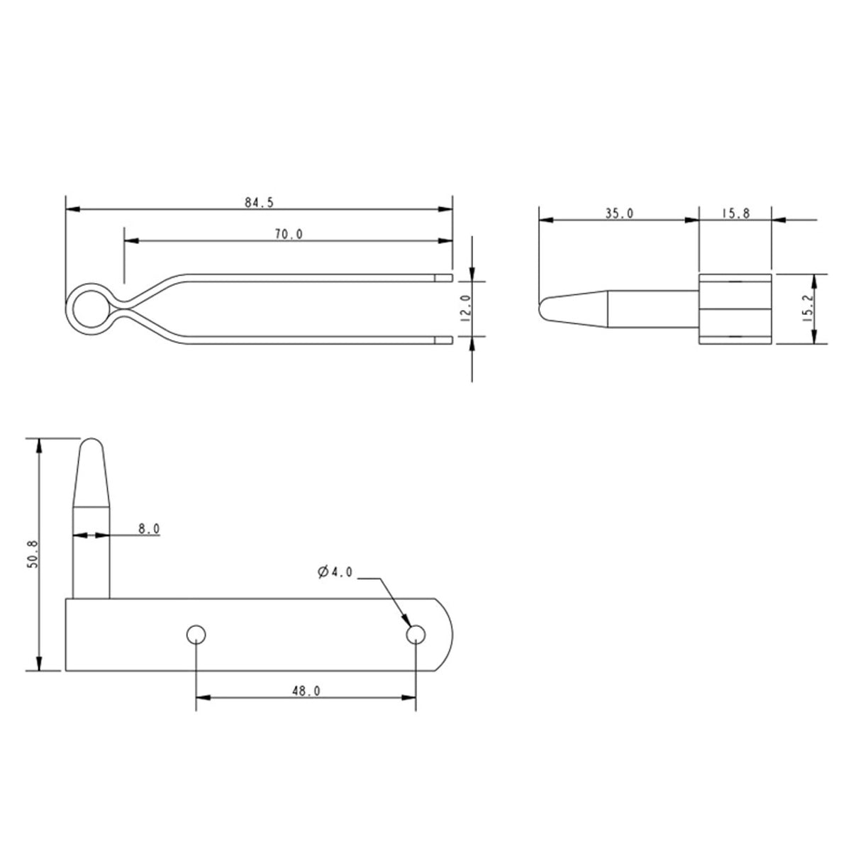 Allen Brothers 8MM X 11MM Short Rudder Pintle