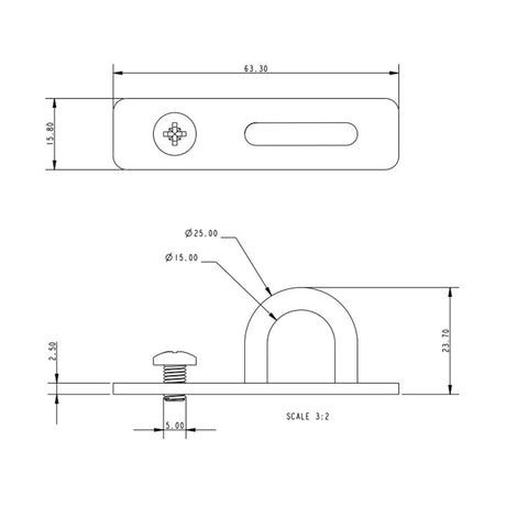 Allen Brothers 16MM X 64MM Stainless Steel Boom Slide