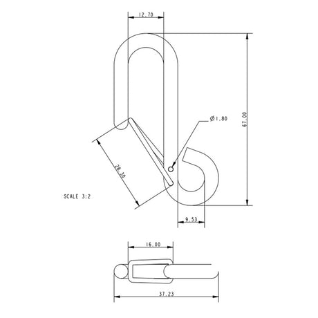 Allen Brothers 67mm Stainless Steel S Hook + Spring