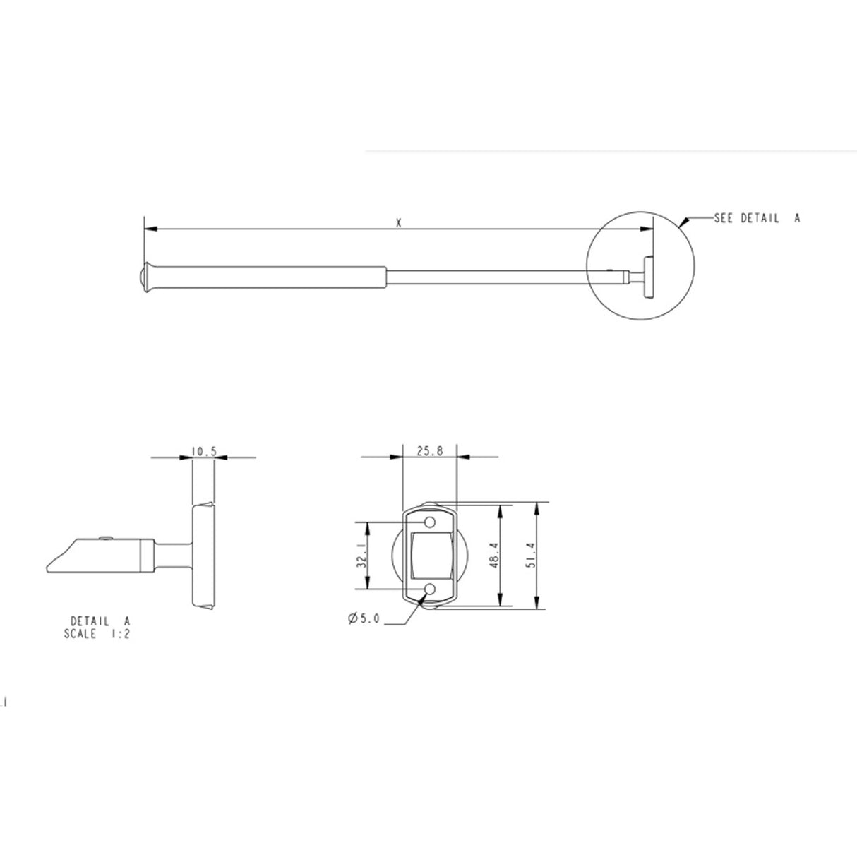 Allen Brothers 762MM Tiller Extension -Silver
