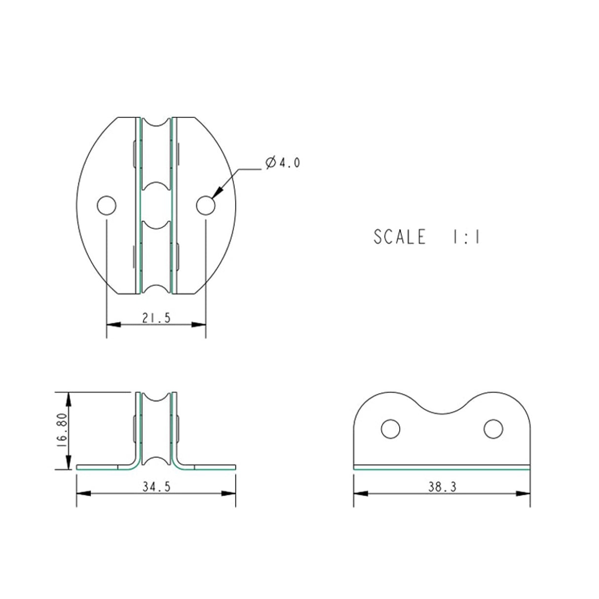 Allen Brothers 16mm Plain Block Double Thru Deck