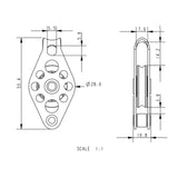 Allen Brothers 25mm Mini High Tension Block Single Fixed Head w/Becket