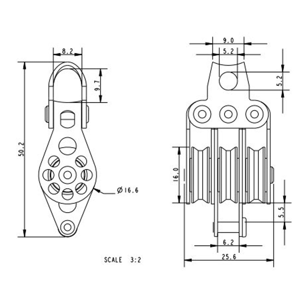 Allen Brothers 16MM Micro High Tension Block Triple Becket