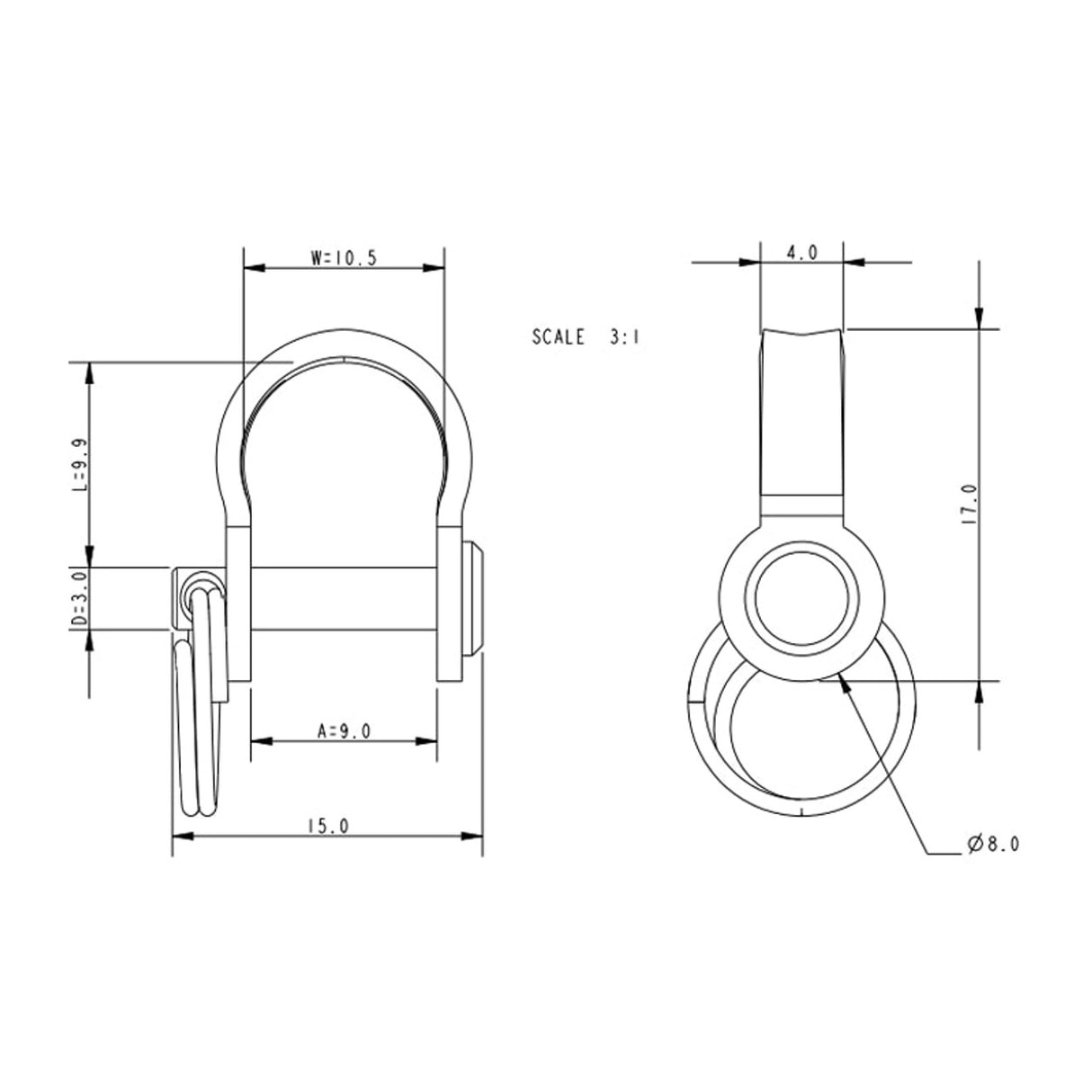 Allen Brothers 3mm X 17mm Narrow Pressed Shackle