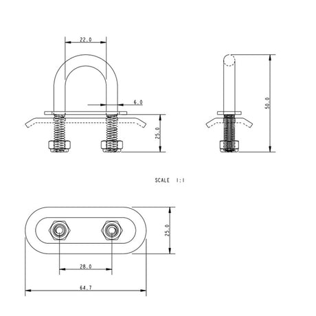 Allen Brothers M6 X 25MM Heavy Duty U-Bolt