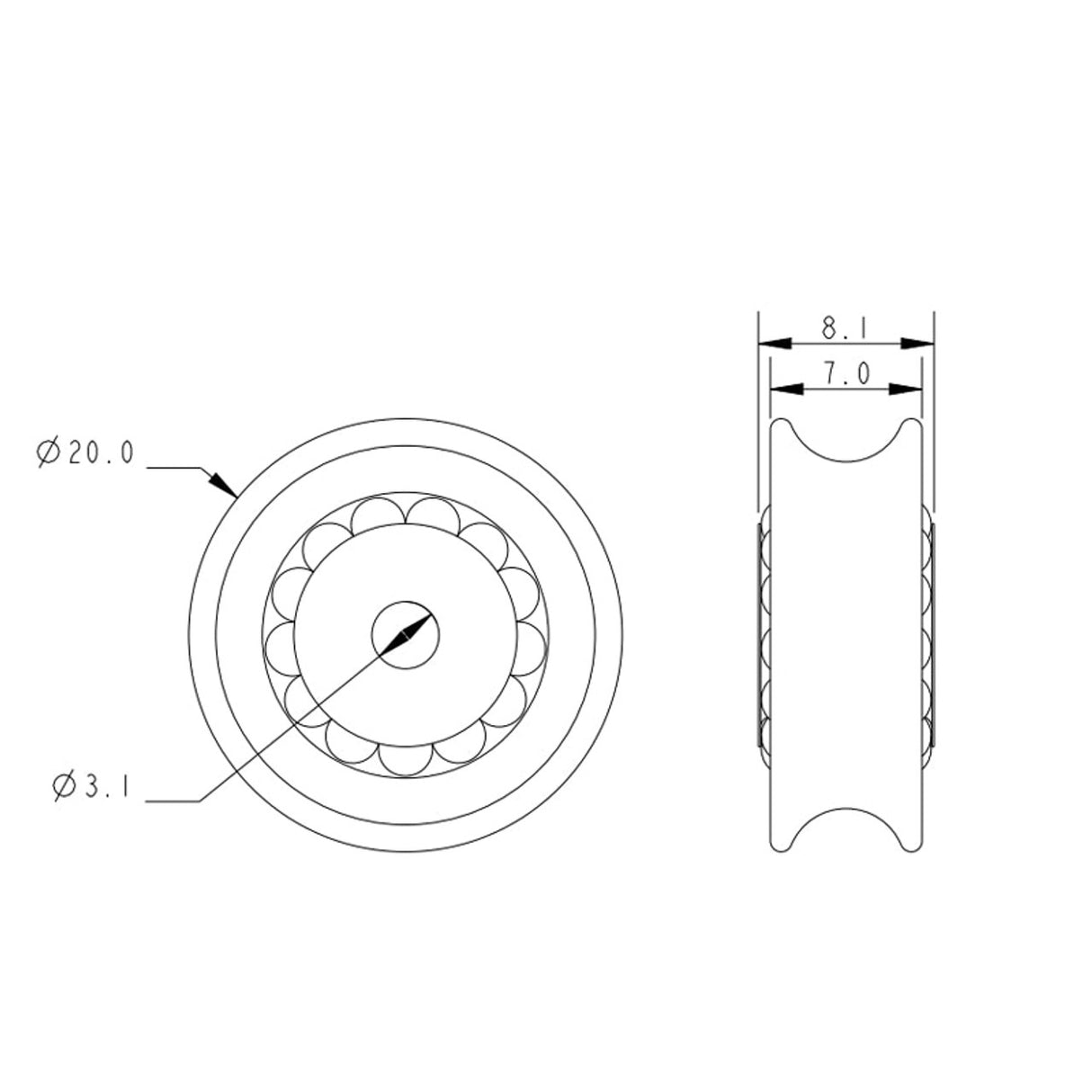 Allen Brothers 20MM X 7MM Acetal Ball Bearing Sheave