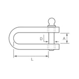 Allen Brothers D Strip Shackle with 4mm Slotted Screw Pin