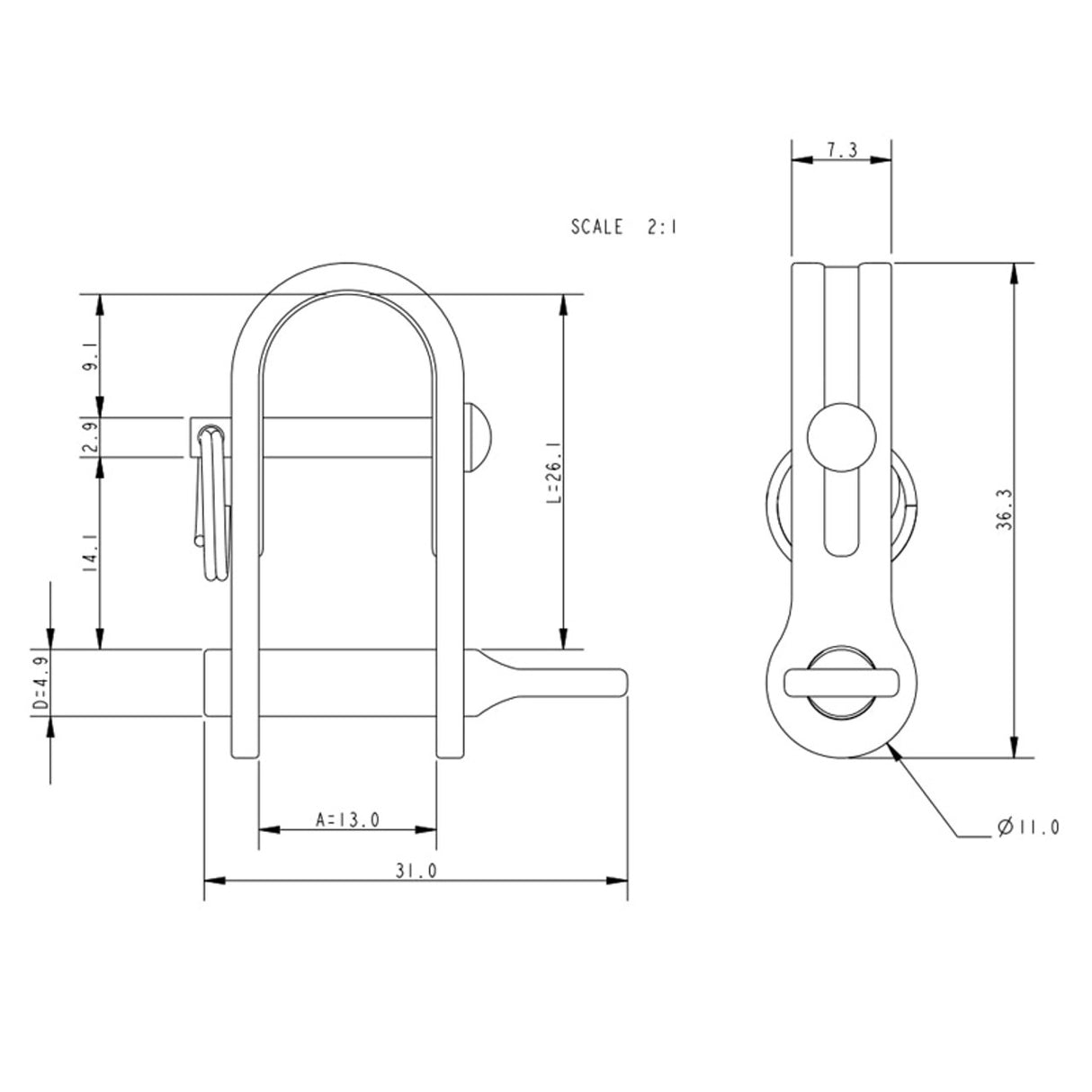 Allen Brothers 5mm x 12mm Halyard Shackle