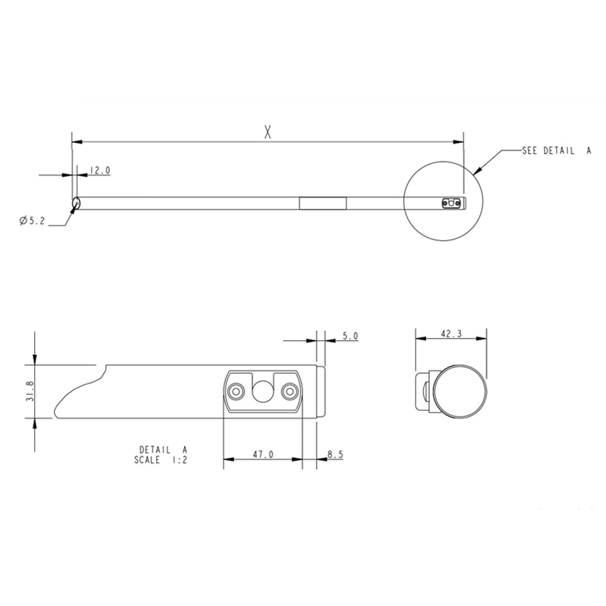 Allen Brothers Tiller 1000MM Silver