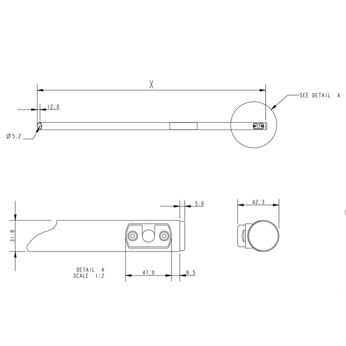 Allen Brothers Tiller 1300MM Silver