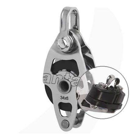 Antal 34mm Single Shackle Block w/ Becket & Cleat
