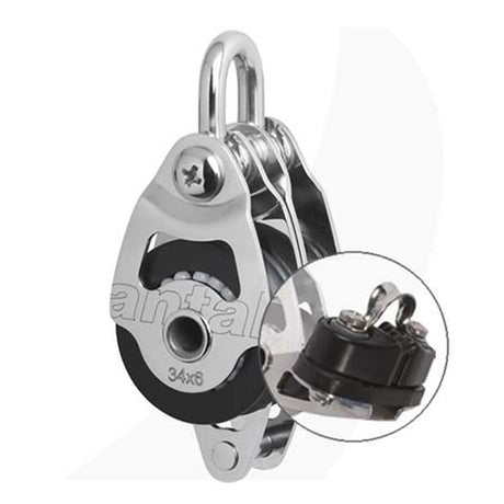 Antal 34mm Double Shackle Block w/ Becket & Cleat