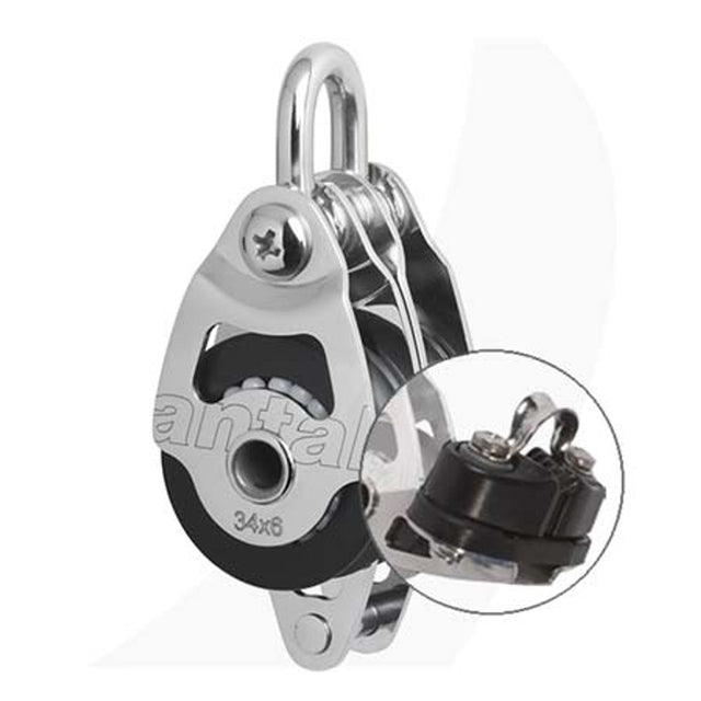 Antal 34mm Double Shackle Block w/ Becket & Cleat