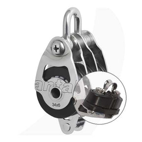 Antal 34mm Triple Shackle Block w/ Becket & Cleat