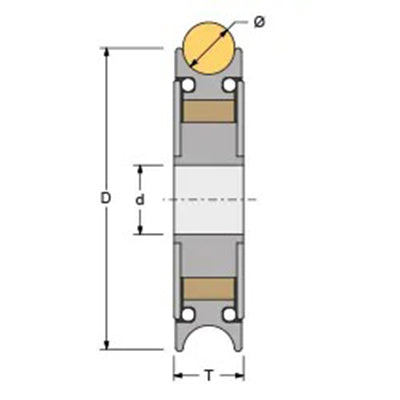 Antal Roller Bearing Sheave D070-016 T16 ALU + Stainless Steel H