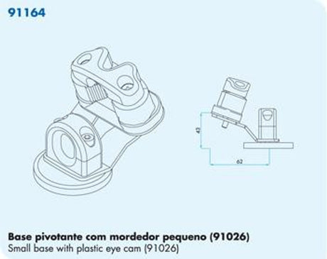 91164 Small Swivel Base With Plastic Eye And Small Cam
