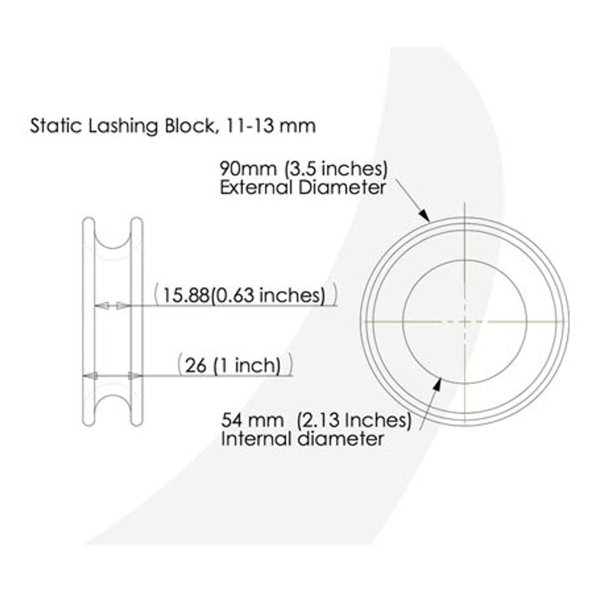 Colligo Marine Static Lashing Block, 11-13 mm