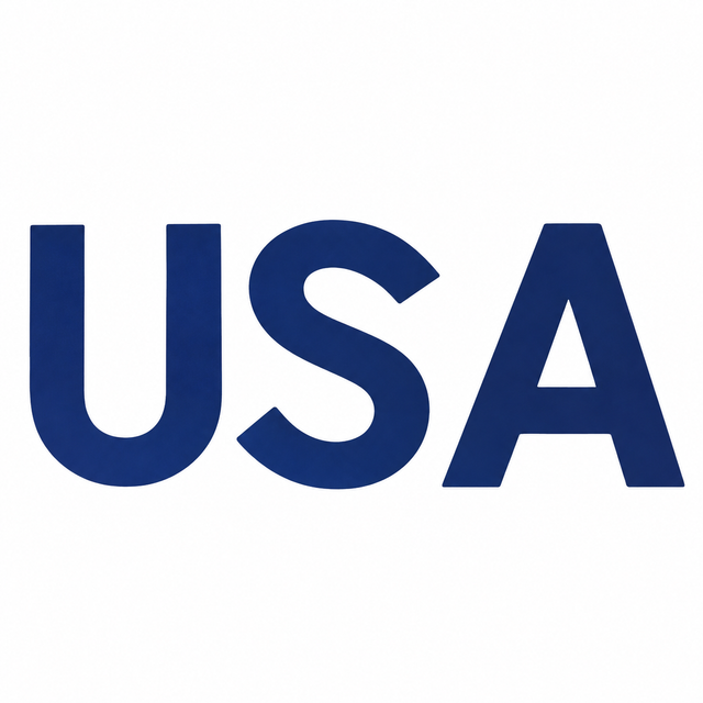Representative blue Euro-style sail letters, shown as USA. Supplied character is specified in the product title.