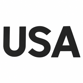 Representative black Euro-style sail letters, shown as USA. Supplied character is specified in the product title.