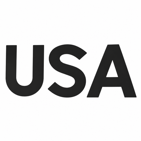 Representative black Euro-style sail letters, shown as USA. Supplied character is specified in the product title.