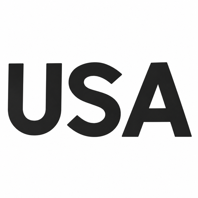 Representative black Euro-style sail letters, shown as USA. Supplied character is specified in the product title.