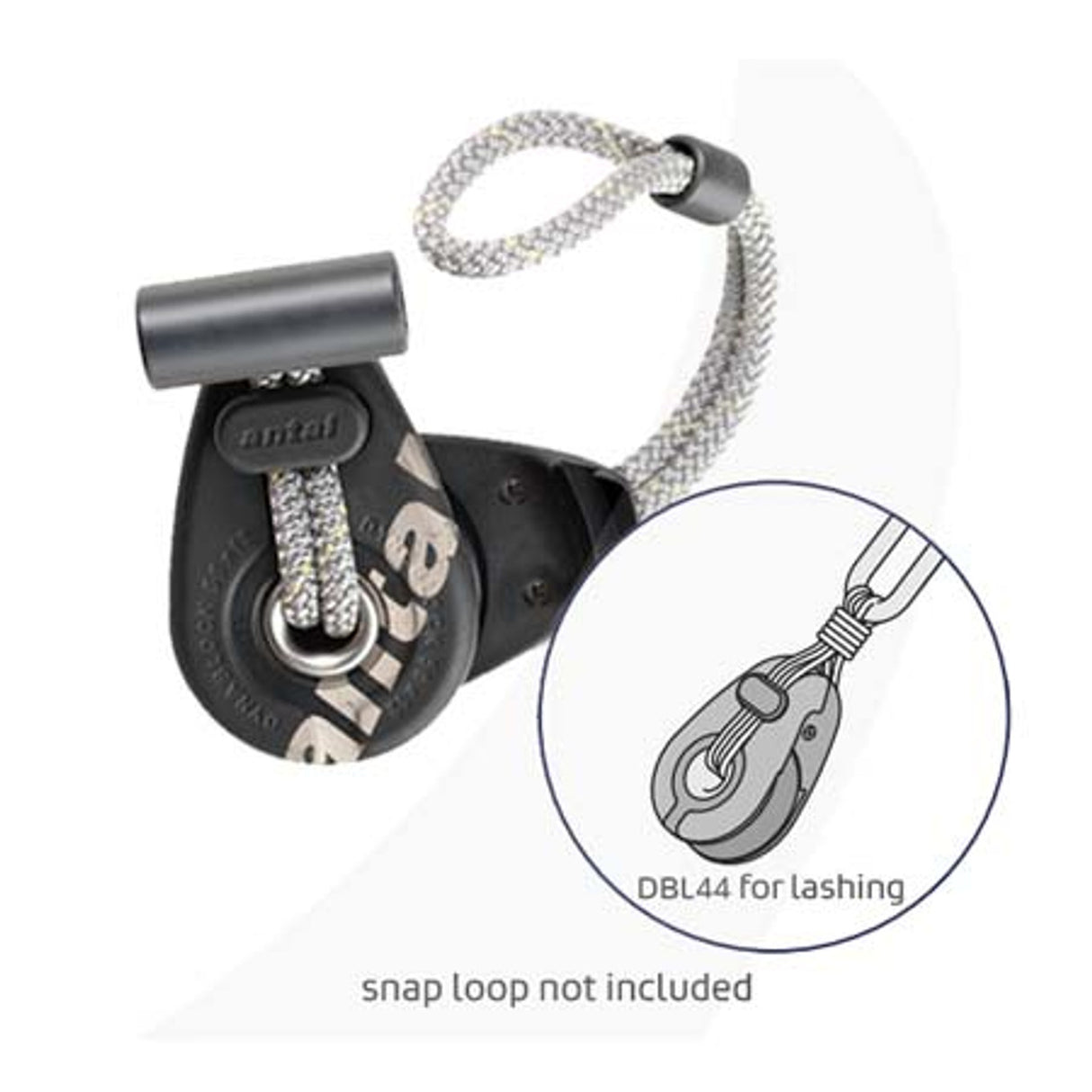 Antal 44mm Dynablock for Lashing, SWL600 Kg - Dyneema Loop not Included.