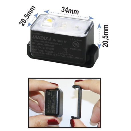 LALIZAS Lifejacket LED flashing light "Safelite IV" "ON-OFF water activated, USCG, SOLAS/MED"