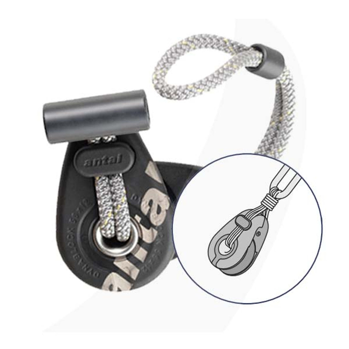 Antal 44mm Dynablock for Lashing, SWL600 Kg - Dyneema Loop not Included.