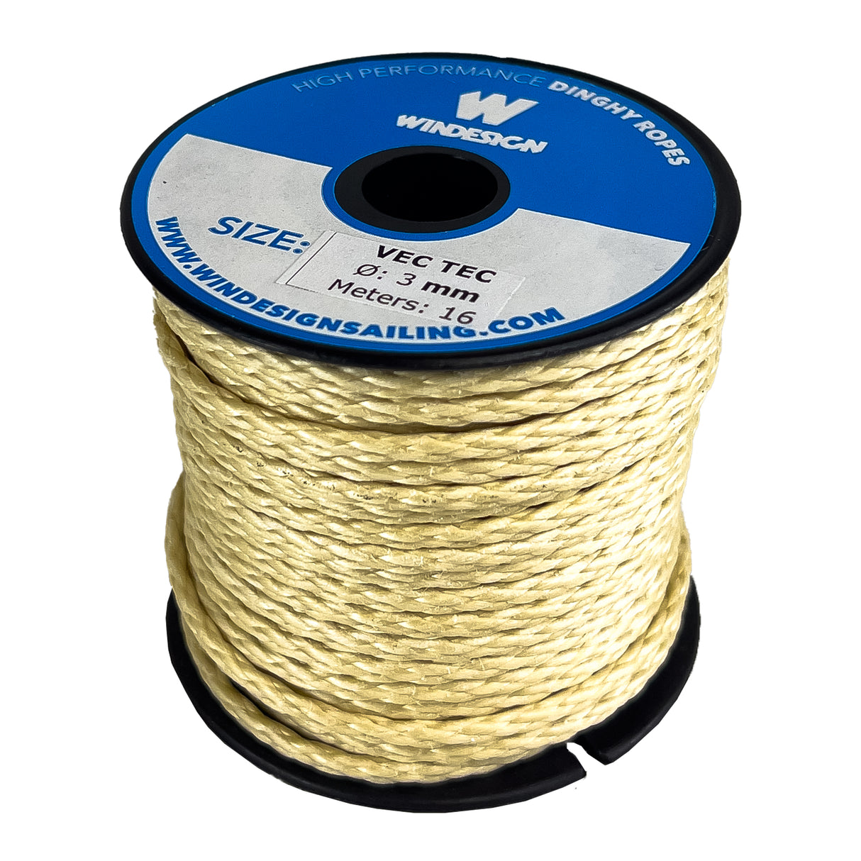 Optiparts 3mm Vectran Line Mini Reel 16m Windesign Sailing - Yellow