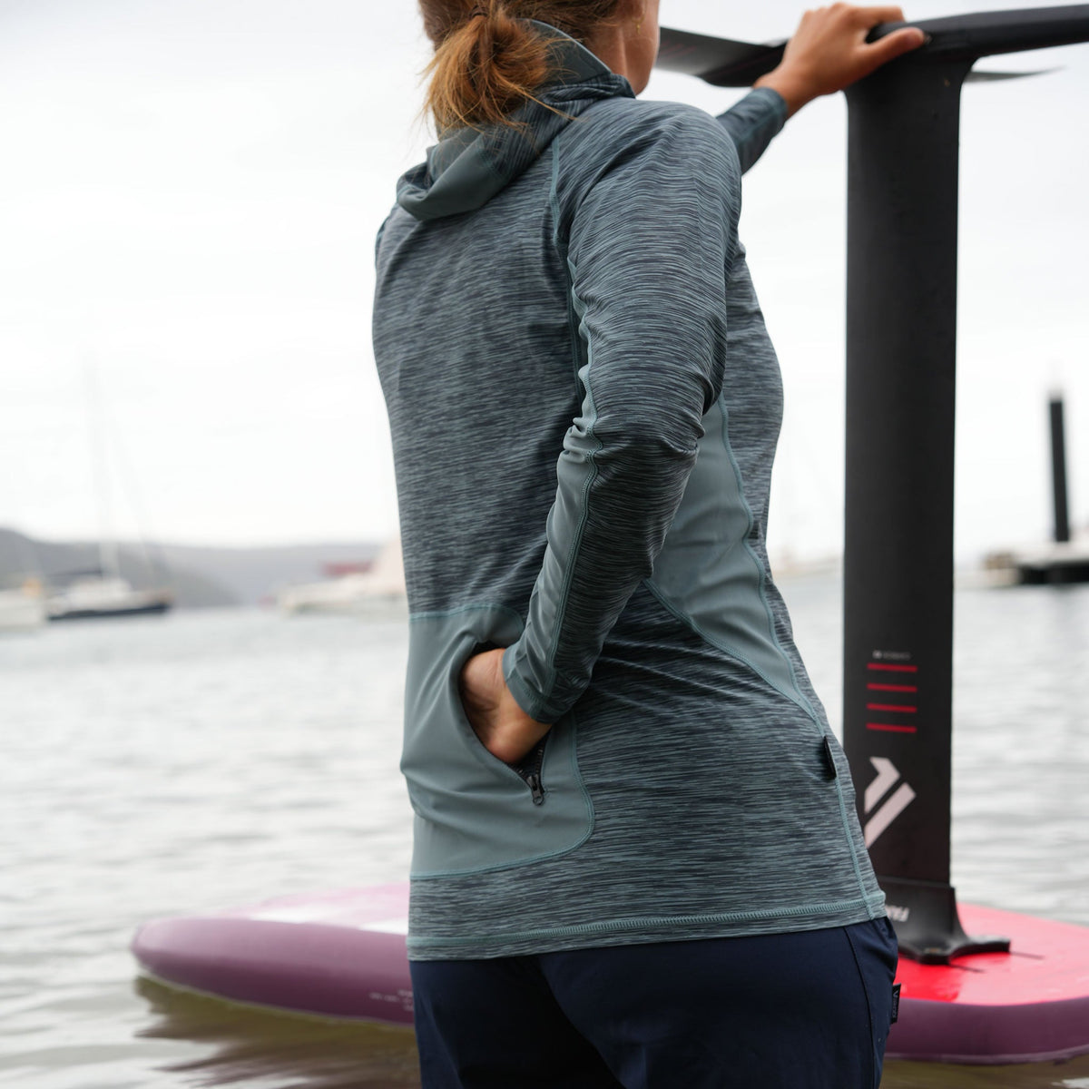 Vaikobi Hooded UV Long Sleeve Rash Top - Steel Blue
