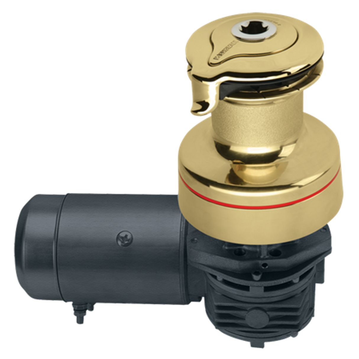 Harken Radial 2 Speed Electric ST Size 40 Polished Bronze Horizontal 12 Volt DF Ctrl Box Left Mount