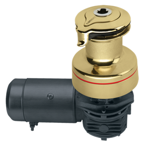 Harken Radial 2 Speed Electric ST Size 40 Polished Bronze Winch Horizontal 24 Volt DF Ctrl Box Left Mount