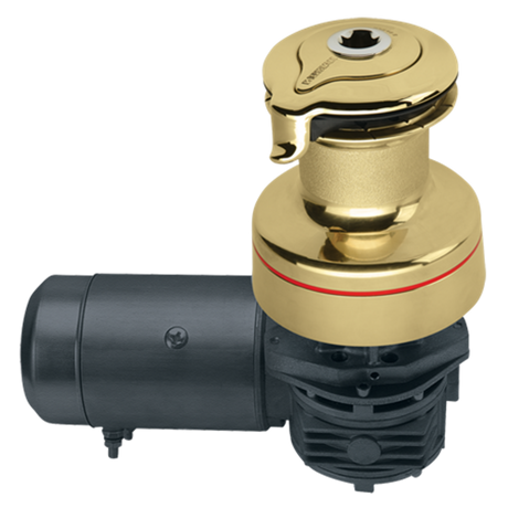 Harken Radial 2 Speed Electric ST Size 40 Polished Bronze Winch Horizontal 24 Volt DF Ctrl Box Left Mount