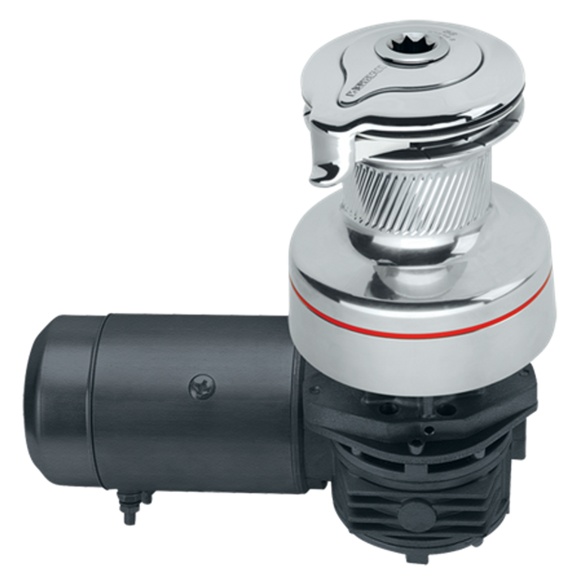 Harken Radial 2 Speed Electric ST Size 40 All Chrome Winch Horizontal 24 Volt DF Ctrl Box Left Mount
