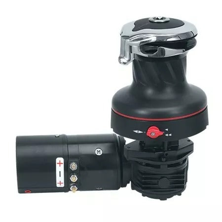 Harken 40 Electric Self-Tailing Rewind Radial Aluminum Winch Reverse Speed, 24V Horizontal Left Mount