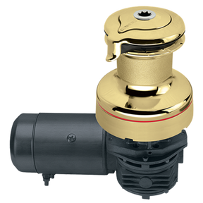 Harken Radial 2 Speed Electric ST Size 46 Polished Bronze Winch Horizontal 24 Volt DF Ctrl Box Left Mount