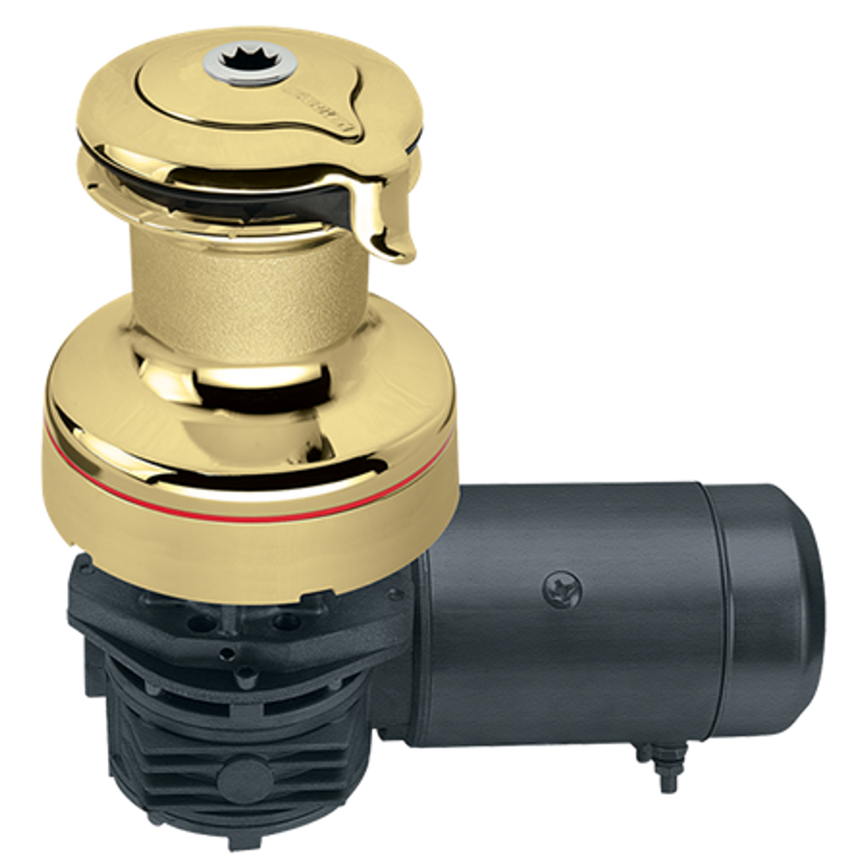Harken Radial 2 Speed Electric ST Size 46 Polished Bronze Winch Horizontal 24 Volt DF Ctrl Box