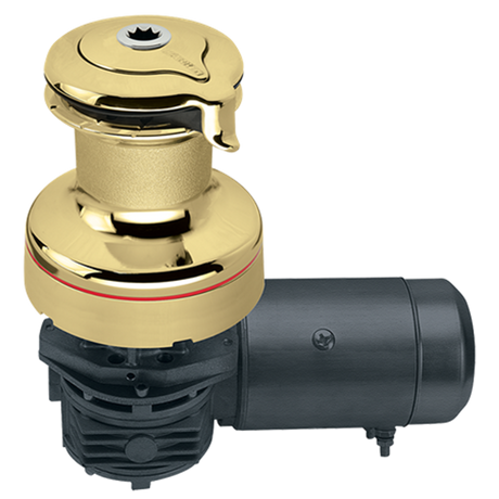 Harken Radial 2 Speed Electric ST Size 50 Polished Bronze Winch Horizontal 24 Volt DF Ctrl Box