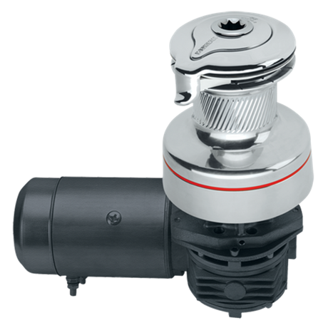 Harken Radial 2 Speed Electric ST Size 50 All Chrome Winch Horizontal 24 Volt DF Ctrl Box Left Mount