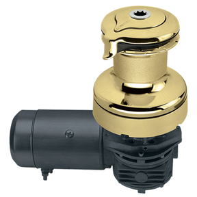Harken Radial 2 Speed Electric ST Size 60 Polished Bronze Winch Horizontal 24 Volt DF Ctrl Box Left Mount