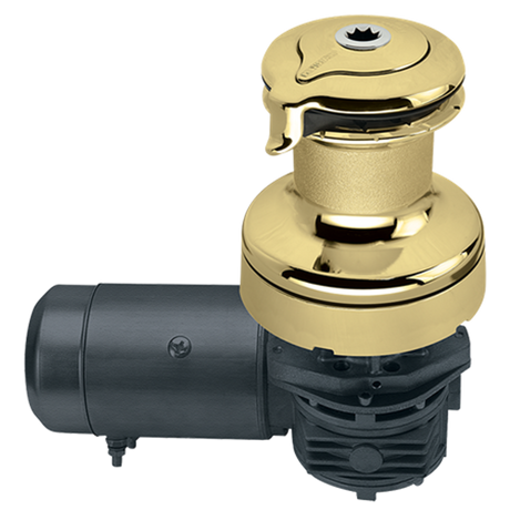 Harken Radial 2 Speed Electric ST Size 60 Polished Bronze Winch Horizontal 24 Volt DF Ctrl Box Left Mount