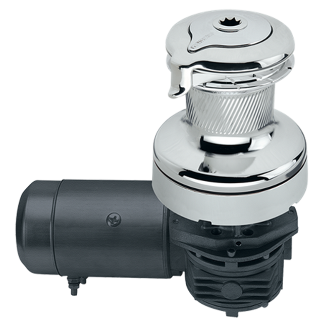 Harken Radial 2 Speed Electric ST Size 60 All Chrome Winch Horizontal 24 Volt DF Ctrl Box Left Mount