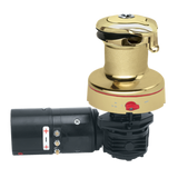Harken Radial Rewind Electric Size 60 Polished Bronze Winch Horizontal 12 Volt DF Control Box Left Mount