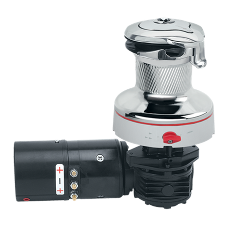 Harken Radial Rewind Electric Size 60 All Chrome Winch Horizontal 12 Volt DF Control Box Left Mount
