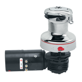 Harken Radial Rewind Electric Size 60 All Chrome Winch Horizontal 24 Volt DF Control Box Left Mount