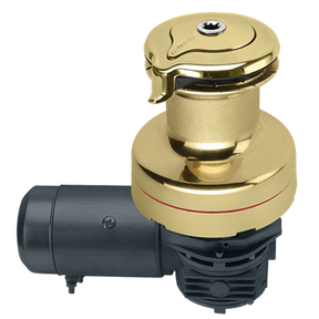 Harken Radial 2 Speed Electric ST Size 70 Polished Bronze Horizontal 12 Volt DF Ctrl Box Left Mount