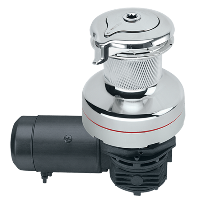 Harken Radial 2 Speed Electric ST Size 70 All Chrome Winch Horizontal 24 Volt DF Ctrl Box Left Mount