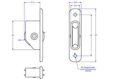 Antal 40mm Mast Block Single Sheave